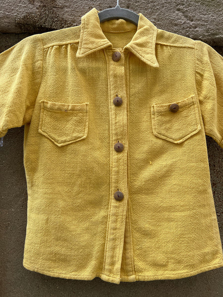 Vintage 1930's - Early 1940's Yellow Sportswear Set, Wooden Buttons