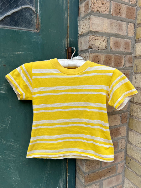 Vintage 1960's Yellow Striped Cotton T-Shirt