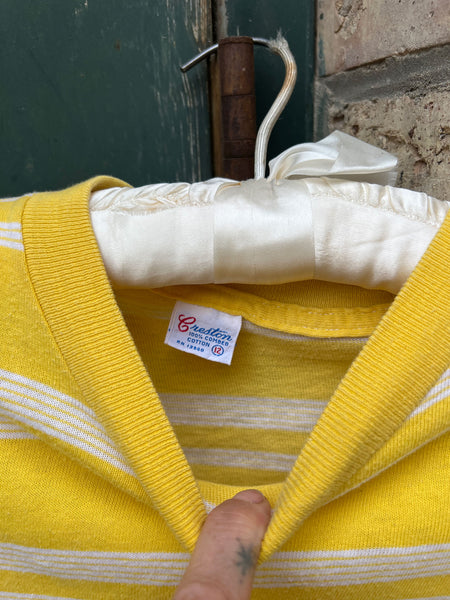 Vintage 1960's Yellow Striped Cotton T-Shirt