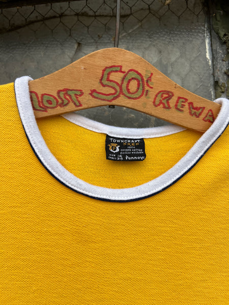 Vintage 1960's - 1970's Yellow Combed Cotton Tank Top