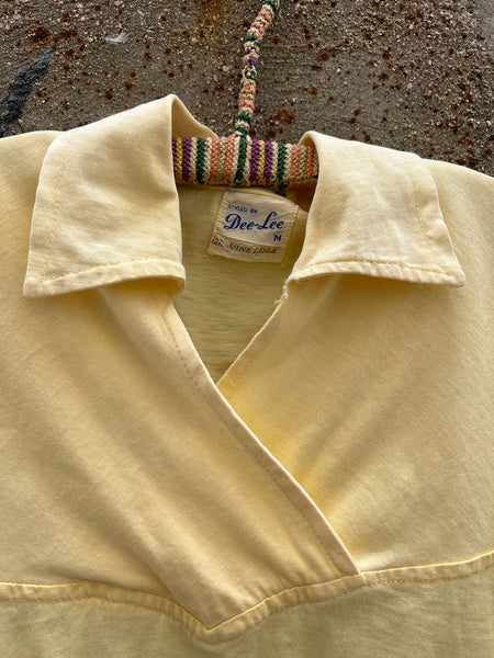 Vintage 1940's - Early 1950's Women's Yellow Cotton Collared Shirt