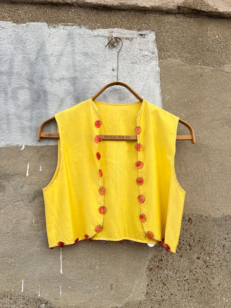 Antique - Early Vintage Yellow Vest with Glass Embellishments