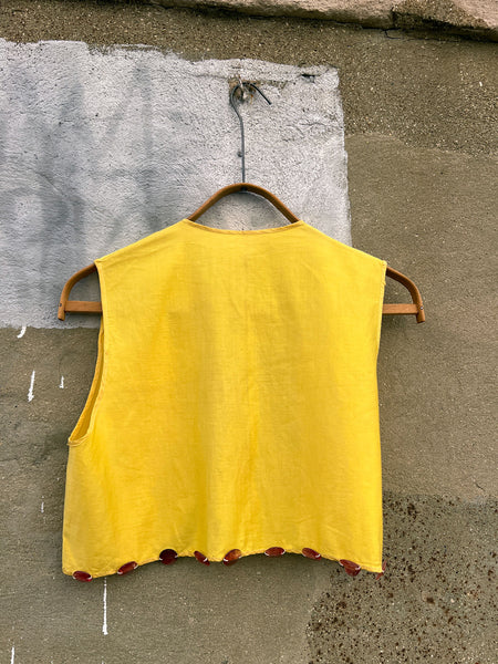 Antique - Early Vintage Yellow Vest with Glass Embellishments