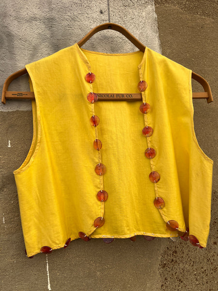 Antique - Early Vintage Yellow Vest with Glass Embellishments