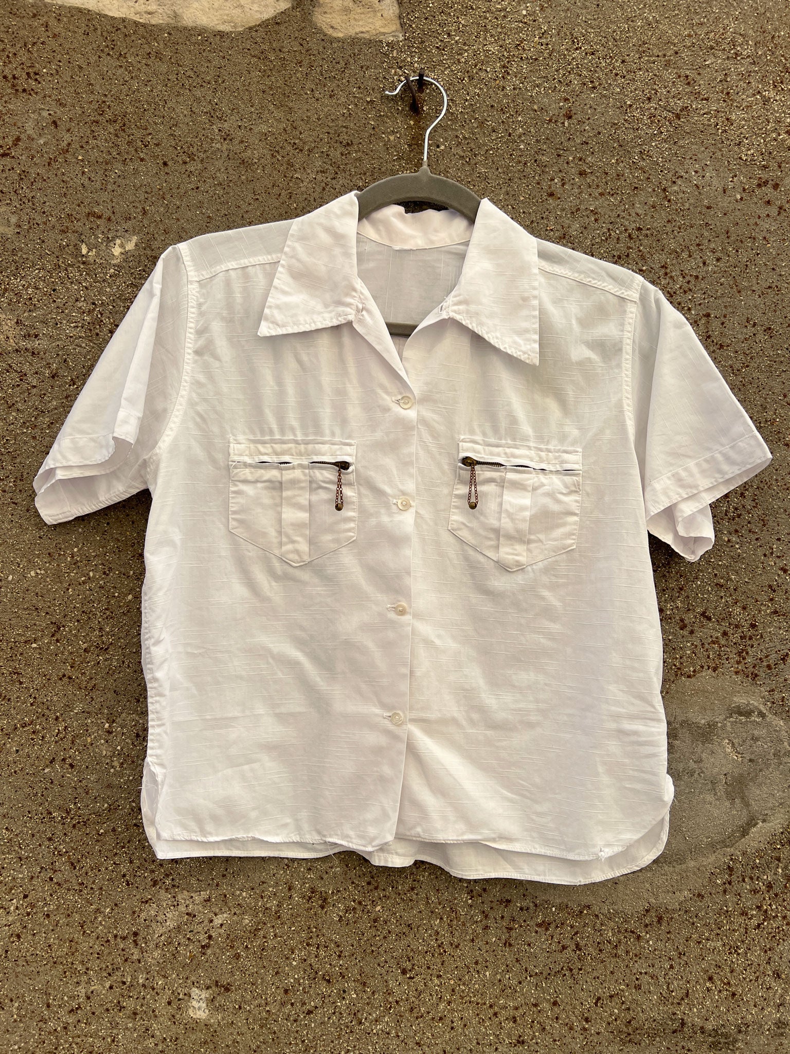 Vintage 1930's Women's Cotton Blouse with Zippered Pockets