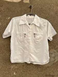 Vintage 1930's Women's Cotton Blouse with Zippered Pockets