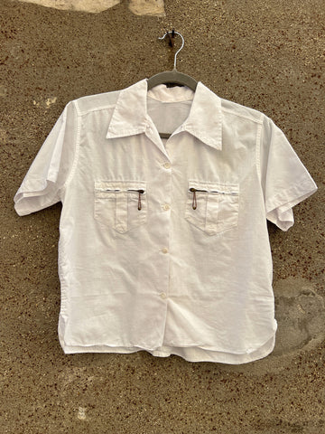 Vintage 1930's Women's Cotton Blouse with Zippered Pockets