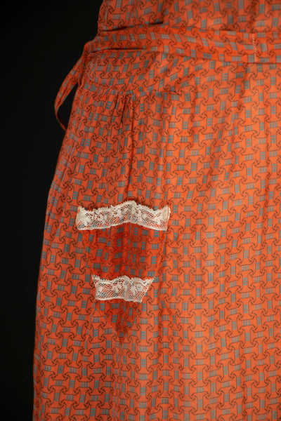 Early Vintage 1920's Orange Cotton Drop Waist Dress