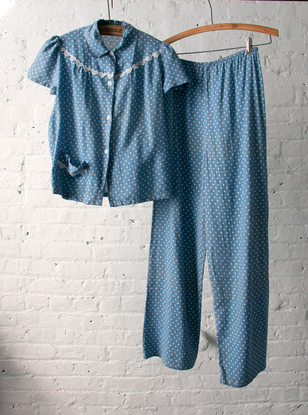 Vintage 1930's Polka Dot Two Piece Pajama Set