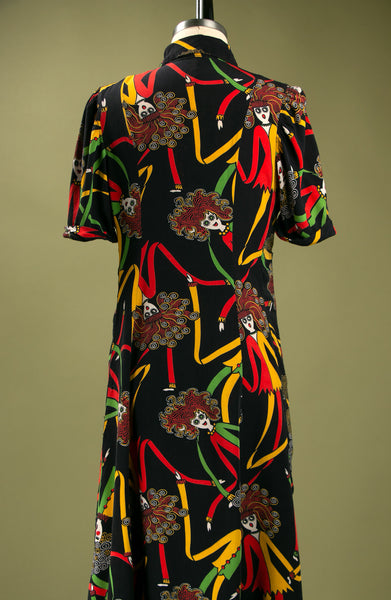 Vintage 1930's - 40's Wild Lady Novelty Print Dress