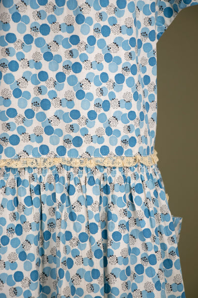 Early Vintage 1920's Blueberry Print Deadstock Cotton Dress