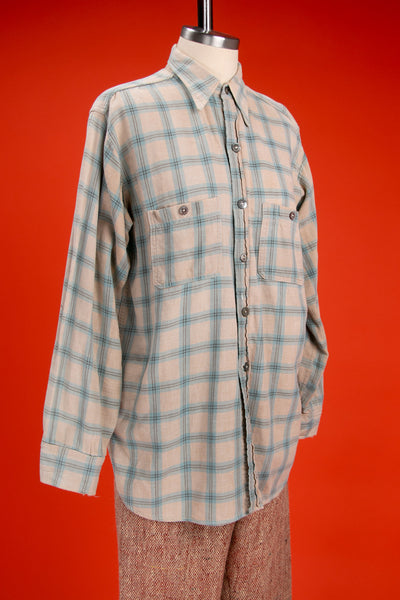 Antique Early Vintage 1920's - 30's Flannel Button Down Shirt