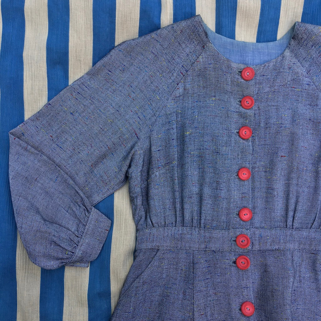 1930's Handmade Dress with Red Buttons
