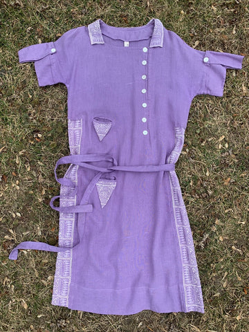 1930's Purple Linen Dress