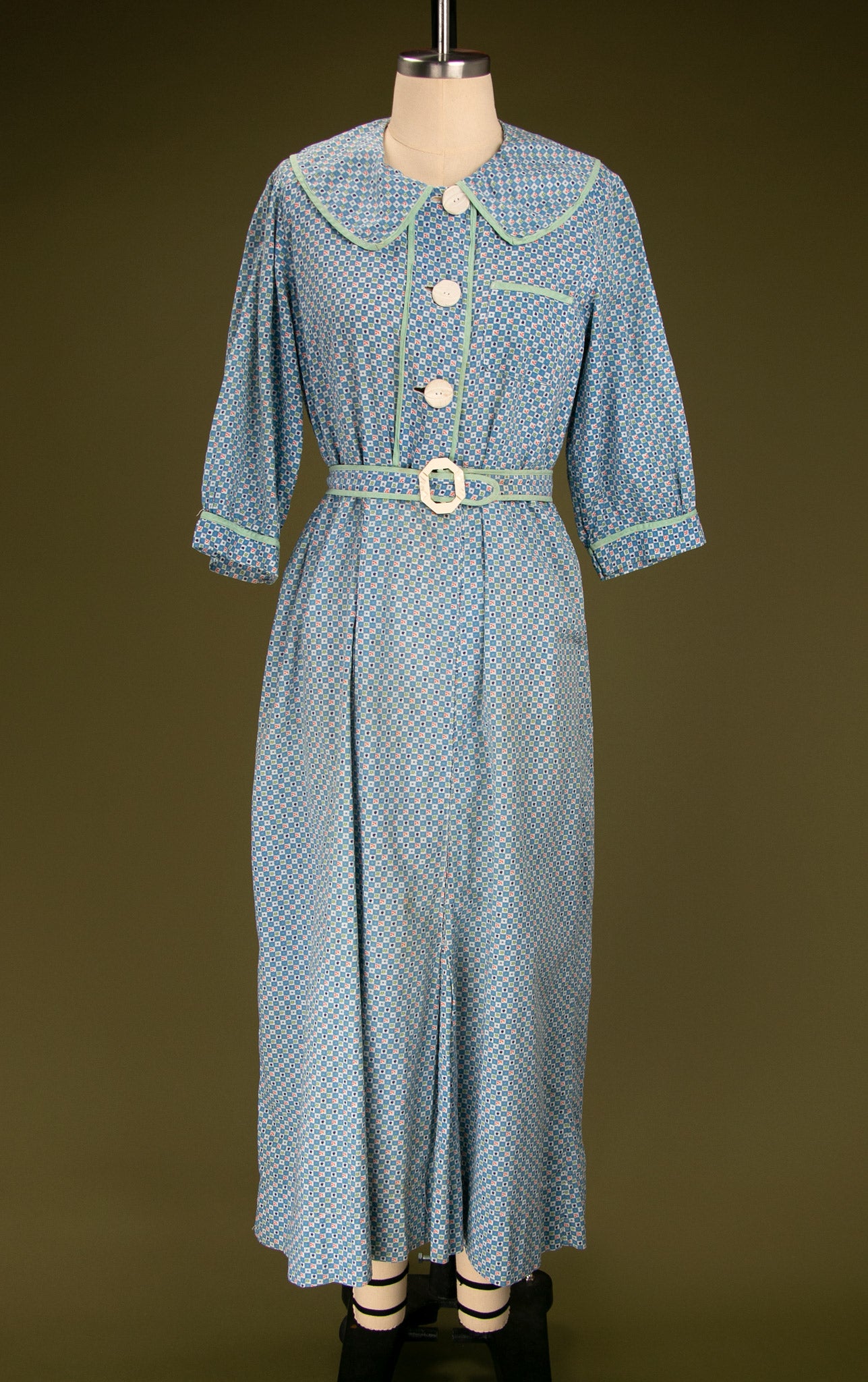 Vintage 1930's Depression Era Blue Farm Dress
