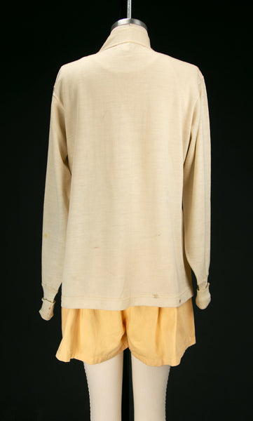 Vintage 1930's 1940's Cream Wool Athletic Cardigan / Sportswear, Knitwear