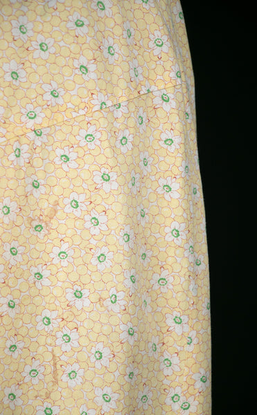 Vintage Late 1920's - Early 1930's Yellow Floral Farm Dress