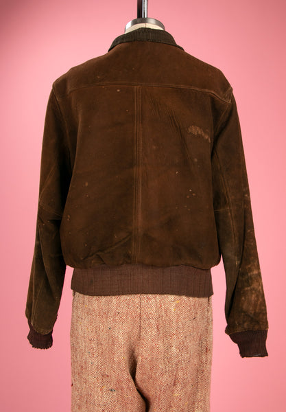 Vintage 1930's Suede Leather Zip Up Jacket with United Garment Workers Tag