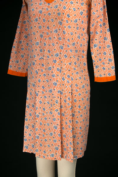 Vintage 1930's Depression Era Orange Floral Dress