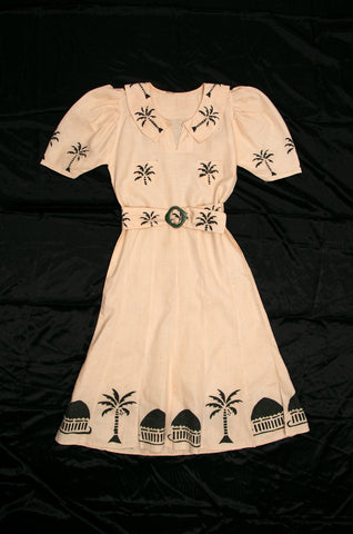 Vintage 1930's Block Print Tropical Dress