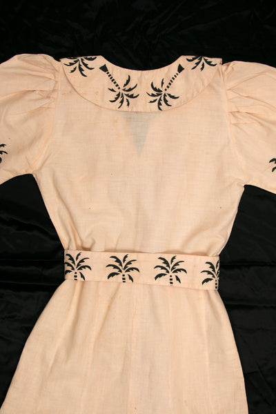 Vintage 1930's Block Print Tropical Dress