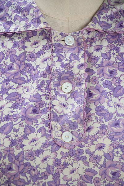 Vintage 1930's Purple Floral Feedsack Dress with Three Buttons