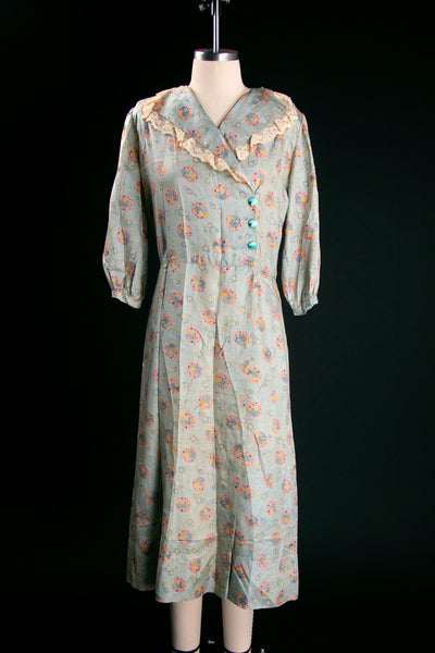 Vintage 1930's Deco Silk Bubble Print Dress