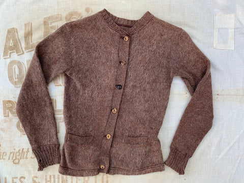 1930's Brown Mohair Sweater with Side Buckles
