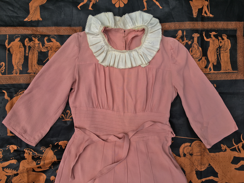 1930's Blush Pink Crepe Dress