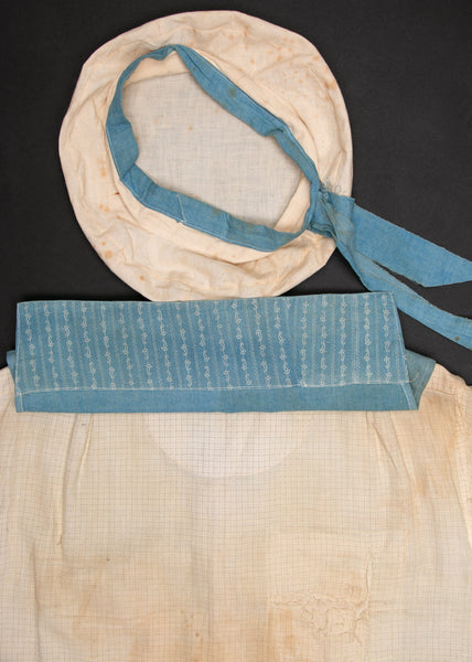 Antique Chambray & Calico Work Set with Matching Cap