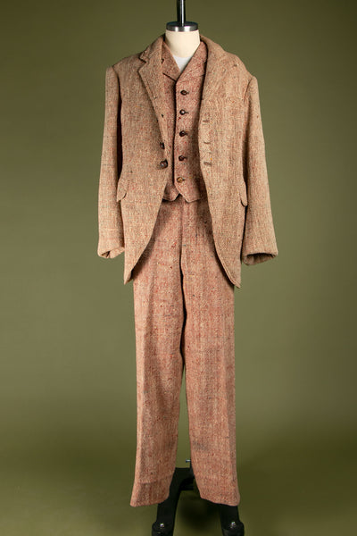 Antique 1890's Irish Tweed Suit with Pants, Vest and Blazer
