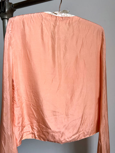 Vintage 1930's Peachy Pink Silk Jacket, Blouse, Women's 30's