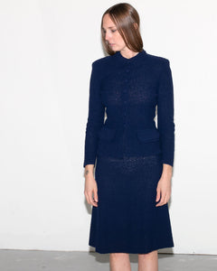 Vintage 1940's - 1950's  Navy Blue Wool Boucle Knit Set by Kimberly Knits, Knitwear