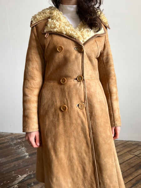 Vintage 1960's - 1970's Shearling Lined Coat