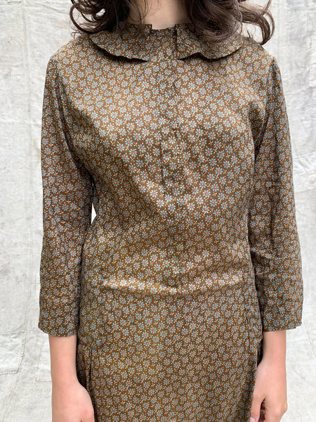 Antique 1920's - Early 1930's Daisy Print Long Sleeved Dress