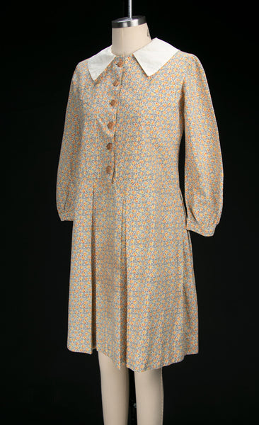 Vintage Early 1930's Cotton Floral Long Sleeved Dress, Depression Era