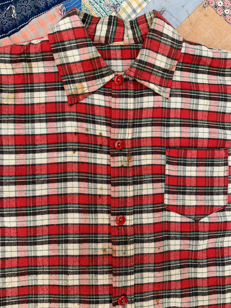 Vintage 1930's Plaid Flannel Button Up Shirt, 30's Outdoor