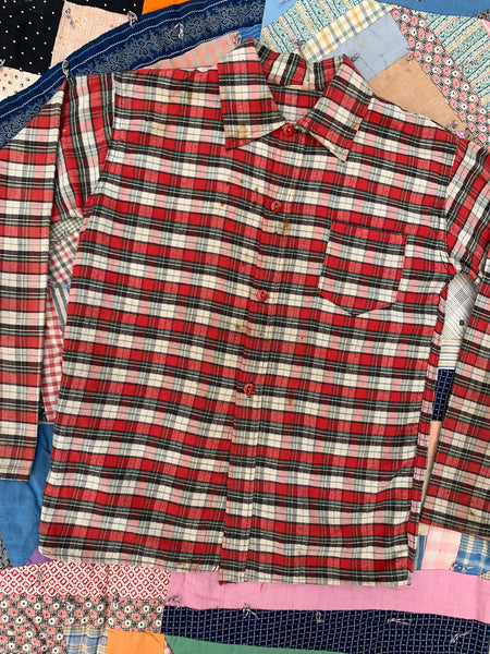Vintage 1930's Plaid Flannel Button Up Shirt, 30's Outdoor