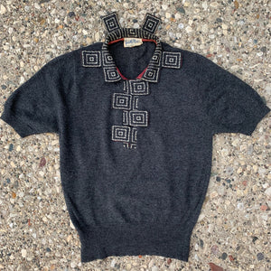 1930's Grey Geometric Sweater