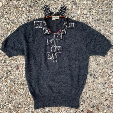 1930's Grey Geometric Sweater