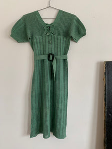 Another 1930's Greenish Blue Crochet Knit Dress