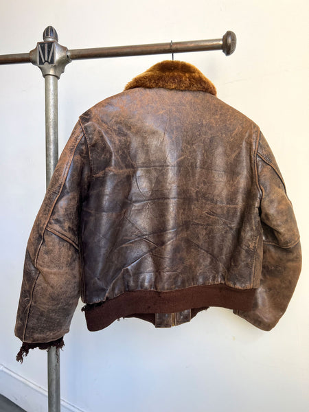 Vintage 1940's 1950's Windward Outdoor Clothing Horsehide Leather & Fur Trimmed Motorcycle Jacket, 40's Menswear / Unisex Adults