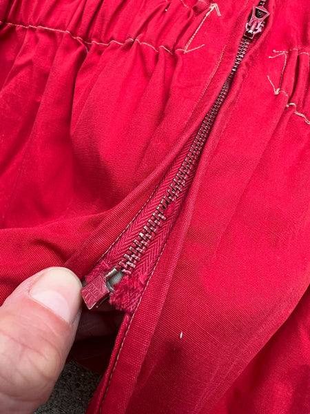 Vintage Late 1930's - Early 1940's Red Zip Up Jacket, Talon Bell Zipper, Women's Sportswear, 30's 40's