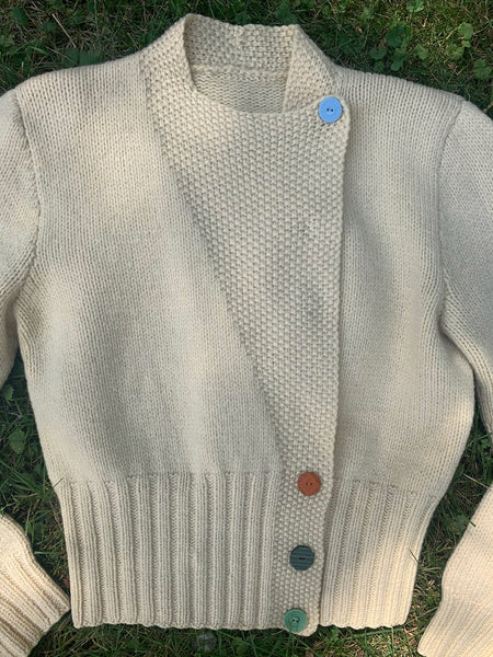 Vintage 1930's Cream Knit with Colored Buttons