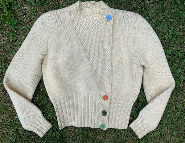 Vintage 1930's Cream Knit with Colored Buttons