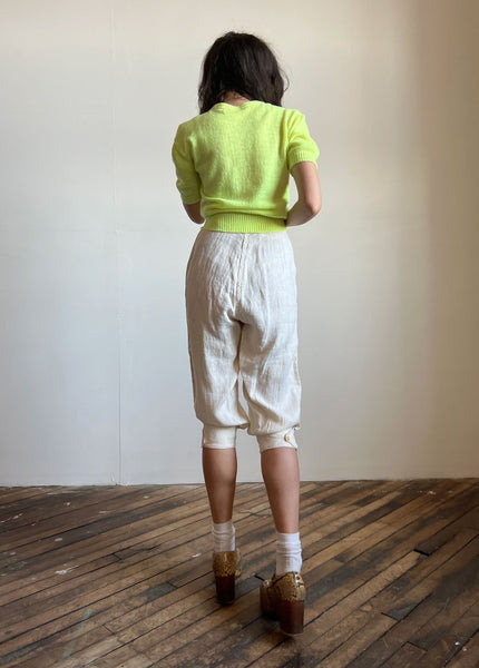 Antique 1910's - 20's Off White Linen Bottoms, Women's Edwardian Sportswear, Los Angeles