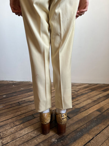 Vintage 1940's Lester Chicago Wool Western Side Zip Pants in Cream