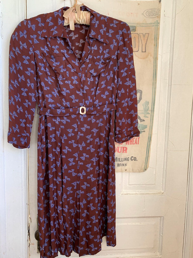 Vintage 1930's Ribbon Dress with Celluloid Zipper