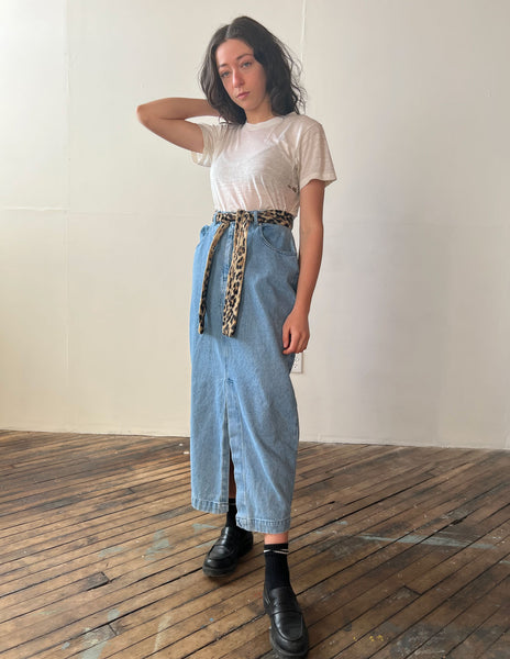 Vintage 1990's Long Denim Skirt, USA Cotton