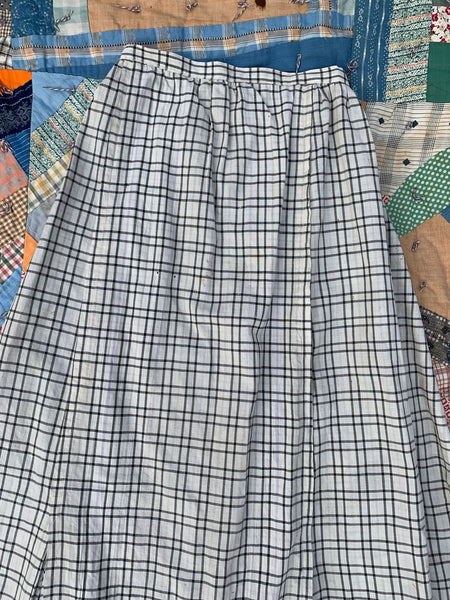 Antique 1900's Grey & White Check Cotton Skirt